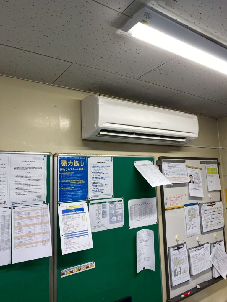 3馬力壁掛エアコン更新工事(ドレンパン自社製作)